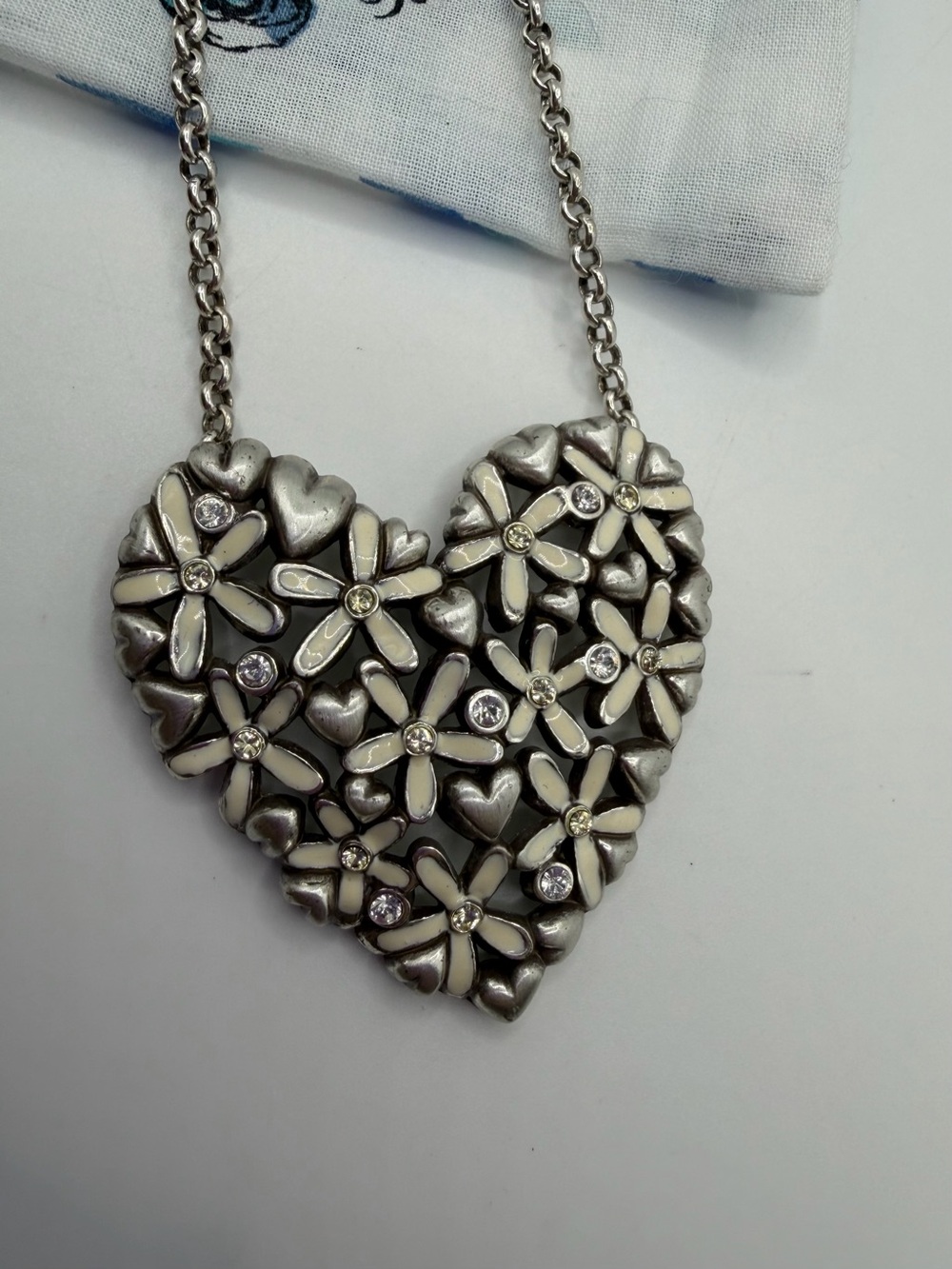 Brighton Floral Heart Pendant Necklace - Silver Tone - Picture 2 of 3